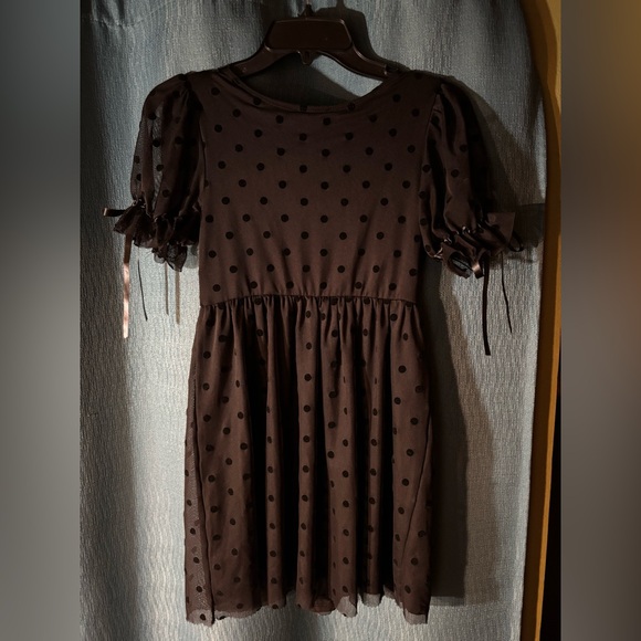 Foxblood Polka Dot Mini Babydoll Mesh Dress - Picture 7 of 10